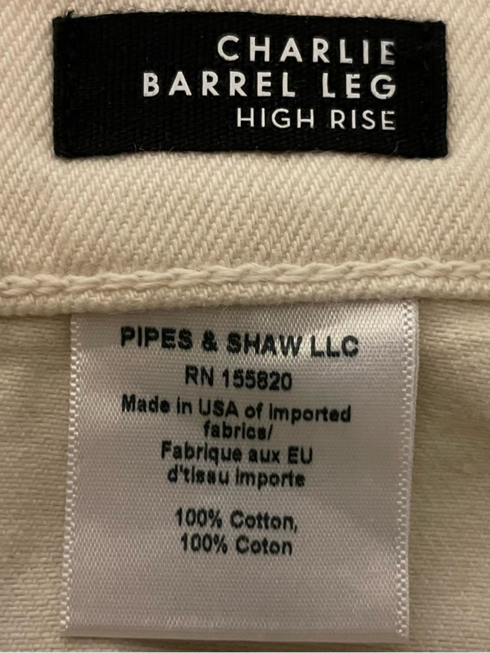 Veronica Beard Charlie High Rise Barrel Leg Cream Carpenter Jeans Size 26 - Picture 7 of 7